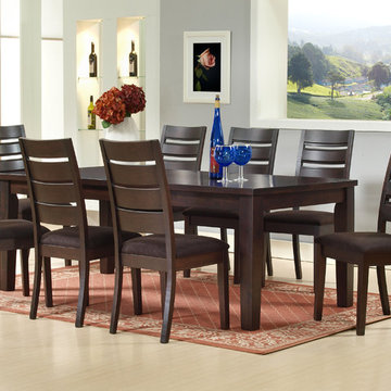 9 Piece New Martini Espresso Wood Dinette Dining Room Table & 8 Side Chairs Set