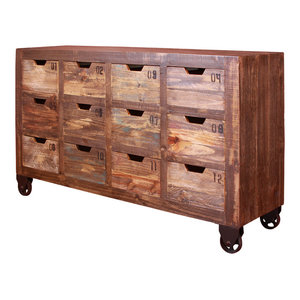 Saverio Ostrich Leather Drawer Chest Transitional Accent