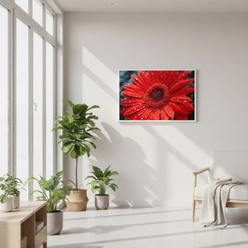 After the Rain Gerbera Daisy Photorealistic Minimal Style Wall Art