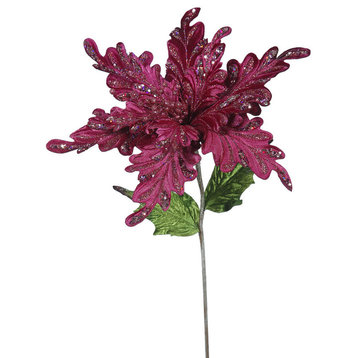 Vickerman 31" Poinsettia With 15" Flower Head, Set of 3, Mauve
