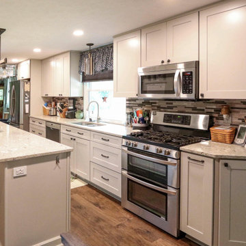 Cream Kitchen with Rushbrooke Eternia Quartz and Barn Doors
