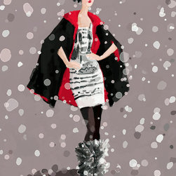 Red And Black Cape In The Snow Fashion Illustration - Fine Art Prints