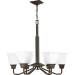 Progress Lighting - Clifton Heights 6-Light Chandelier, Antique Bronze - Distinctive chiseled features and clean lines are key features within the Clifton Heights collection. Inspired by an updated interpretation of Craftsman styling, careful attention to the details delivers a dramatic accent. An Antique Bronze finish complements elegant etched square glass shades. The Clifton Heights collection enhances a variety of home styles including Farmhouse, Craftsman and Transitional decor. Uses 6 100 W medium base bulbs.