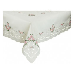 Xia Home Fashions - Daisy Collection 60"x60" Tablecloth, Rose Red - Tablecloths