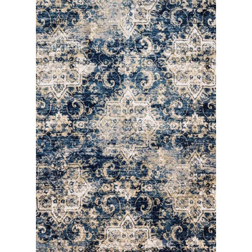 Navy & Ivory Microfiber Polyester Torrance Rug by Loloi, 5'x7'6"