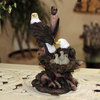 Patriotic American Bald Eagle Family at Nest Statue