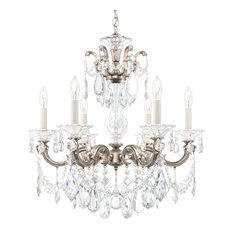 La Scala 6 Light Chandelier Antique Silver Clear Crystals Swarovski