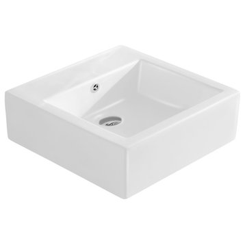 Fine Fixtures White Vitreous China Square Modern Vessel Sink