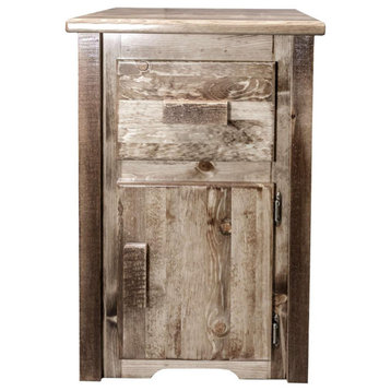 Homestead Collection End Table With Drawer and Door, Right Hinged, Stain and...