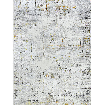 Meridith Contemporary Abstract Area Rug, Yellow, 5'x7'