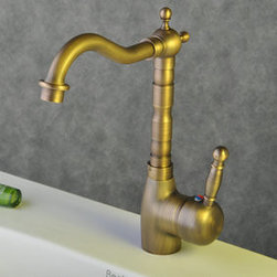 Antique Brass Single Handle Centerset Bathroom Sink Faucet T0407A - Bathroom Sink Faucets
