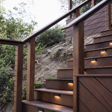 Modern Ipe Wood Backyard Staircase | Multi-Level Yard Transformation in Bay Area