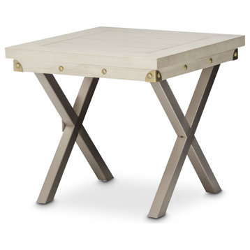 Menlo Station End Table - Vanilla/Brushed Silver
