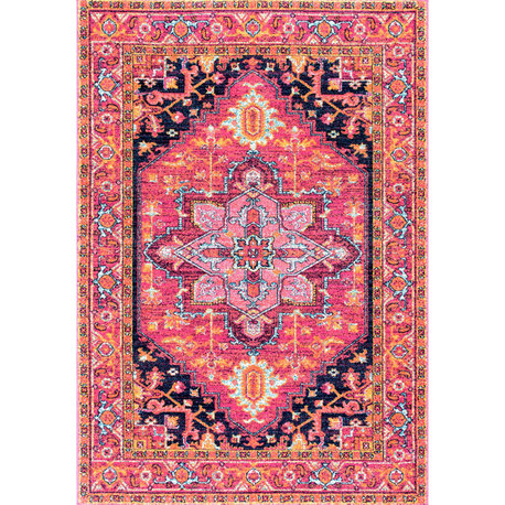 Nuloom Traditional Vintage Katrina Blooming Rosette Rug, Hot Pink 2'x3'