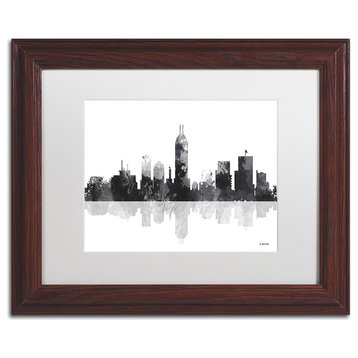 Watson 'Indianapolis Indiana Skyline BG-1' Art, Wood Frame, 11"x14", White Matte