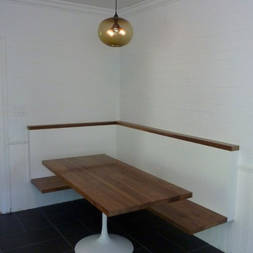 Walnut Banquette Seating & Table