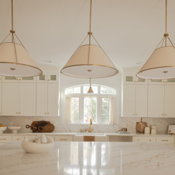 Transitional Kitchen with Custom Arched Coffee Bar