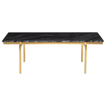 Cinzia Coffee Table black wood vein marble top brushed gold