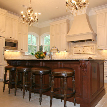 Cherry Island and Maple Wall Cabinetry Provide Perfect Contrast