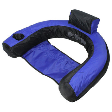 28" Inflatable Blue and Black Floating U-Seat Swimming Pool Lounger