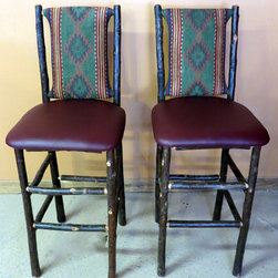 Rustic Hickory Bar Stools Upholstered - Products