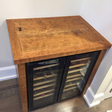 Cherry Floating Shelves with Wine Fridge build out and Cabinet