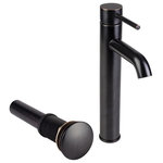 Italia Faucets - European Vessel Sink Faucet and Drain Set Oil Rubbed Bronze - Give your bathroom an update with this European Vessel Sink Filler Faucet.  The faucet features a modern European style with a gently angled spout in oil rubbed bronze finish.  Unit comes with a matching push pop umbrella drain without overflow hole suitable for most vessel (non-overflow) sinks.