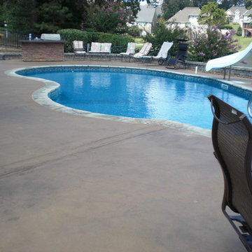 Pool Decks with Brown-tinted Sealer