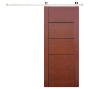 Prefinished Interior Flush Solid Core Mahogany Barn Door, Stainless
