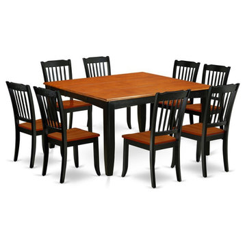 East West Furniture Parfait 9-piece Dining Set w/ Slatted Chairs in Black/Cherry