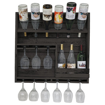 Farmhouse 9-Bottle Wine Shelf, Black