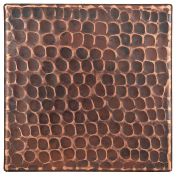 Hammered Copper Tile, 4"x4", Set of 4