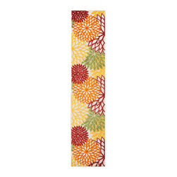 Nourison - Nourison Aloha 2'3" x 12' Red Multi Colored Tropical Area Rug - Outdoor Rugs
