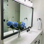 Frame My Mirror - Morgan Framed Wall Mirror, Black, 28"x54" - The Morgan offers both a contemporary look and a modern feel - sure to complement any style. A gently sloping surface adds a touch of dimension while keeping sleek lines. The Morgan's matte finish comes in Black, White, Dark Grey and Light Grey.