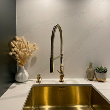 Gold Sink and Tap with Integrated Soap Dispenser