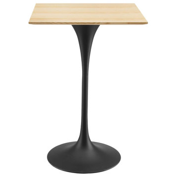 Lippa 28" Square Wood Bar Table, Black Natural