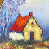 Consigned David Karp Enamel Copper Painting House Stream  ~Son of Max