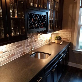 75 Beautiful Home Bar With Laminate Countertops And Red Backsplash