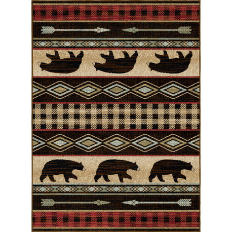 Lodge King Bear Down Lodge Area Rug, Red, 2'3"x3'3"