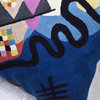Kandinsky Modern Blue Pillow Cover Abstract Pillowcase Hand Embroidered 18x18