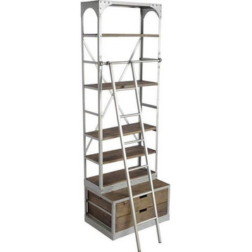 Yeva Steel and Wood Bookcase With Ladder