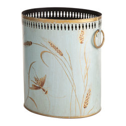 Wheat Tole Wastebasket - Wastebaskets
