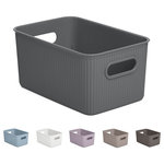 Superio - Superio Ribbed Storage Bin, Plastic Storage Basket, Grey, 5 L - Organizing your space with these colorful storage bins, from baby clothes to living room extra organization, keep your surroundings neat and tidy. The storage basket comprises thick plastic with a built-in handle with a ribbed design and solid construction, ideal for organizing closet and pantry items.