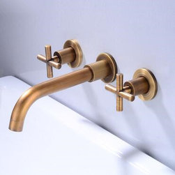 Antique Brass Concealed Installation Wall Mounted Two Handles Bathroom Sink Faucet TF0375A - Bathroom Sink Faucets