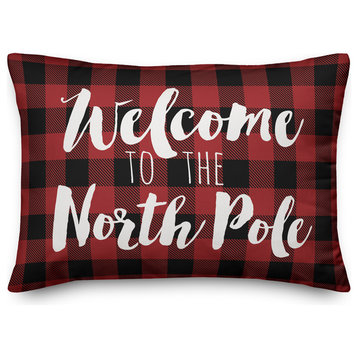 Plaid Welcome To The North Pole 14"x20" Throw Pillow Cover