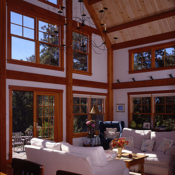 Post and Beam Great Room Wall of Windows