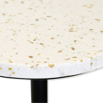 Ebony End or Side Table, White and Gold Flaked