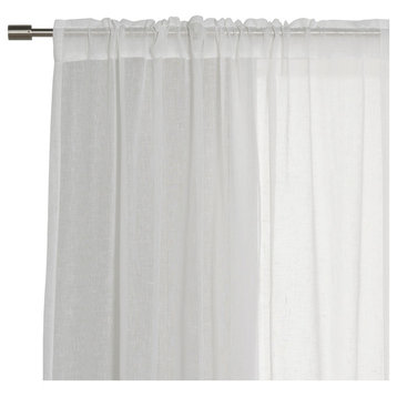 Sheer Linen Look Curtains, White