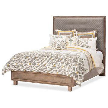 Hudson Ferry Diamond-Quilted Cal. King Panel Bed, Gray