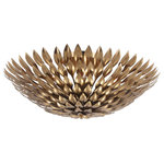 Crystorama - Broche 6 Light Antique Gold Ceiling Mount - Layers of individual wrought iron leaves deliver a stunning, unique, and functional light. The tailored elegance of the shimmering metallic florals are perfect for a transitional home though versatile enough to be incorporated into any modern design. While perfect for a bedroom, living area, or kitchen, it can be used anywhere you want to add a bit of glam. This fixture can also be installed as a statement wall sconce.